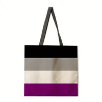 Rainbow Pattern Printed Ladies Shoulder Tote Bag Reusable Shopping Handbag Polyester Medium Size Fashionable Women Bags sku image 3