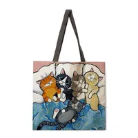 Country Style Ladies Reusable Shopping Tote Bag Single Shoulder Handbag Polyester Medium Size Women's Bag Eco-Friendly sku image 6