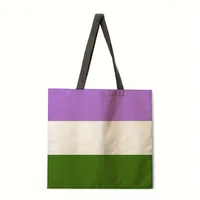 Rainbow Pattern Printed Ladies Shoulder Tote Bag Reusable Shopping Handbag Polyester Medium Size Fashionable Women Bags sku image 5