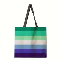 Rainbow Pattern Printed Ladies Shoulder Tote Bag Reusable Shopping Handbag Polyester Medium Size Fashionable Women Bags sku image 6