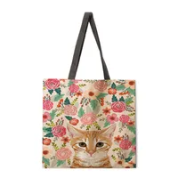 Floral Angel Ladies Tote Bag Reusable Shopping Shoulder Handbag Polyester Medium Size Women's Bag Eco-Friendly Handbag sku image 7