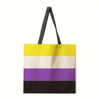 Rainbow Pattern Printed Ladies Shoulder Tote Bag Reusable Shopping Handbag Polyester Medium Size Fashionable Women Bags sku image 1