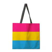 Rainbow Pattern Printed Ladies Shoulder Tote Bag Reusable Shopping Handbag Polyester Medium Size Fashionable Women Bags sku image 7