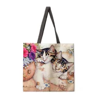Country Style Ladies Reusable Shopping Tote Bag Single Shoulder Handbag Polyester Medium Size Women's Bag Eco-Friendly sku image 11