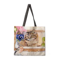 Country Style Ladies Reusable Shopping Tote Bag Single Shoulder Handbag Polyester Medium Size Women's Bag Eco-Friendly sku image 12