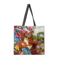 Country Style Ladies Reusable Shopping Tote Bag Single Shoulder Handbag Polyester Medium Size Women's Bag Eco-Friendly sku image 15
