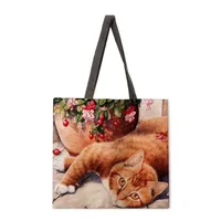 Country Style Ladies Reusable Shopping Tote Bag Single Shoulder Handbag Polyester Medium Size Women's Bag Eco-Friendly sku image 16
