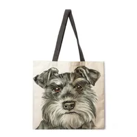 Ladies Reusable Shopping Tote Bag Single Shoulder Bag Dog Painting Print Polyester Medium Size Handbag Eco-Friendly Bag main image 2
