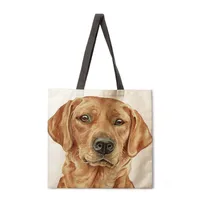 Ladies Reusable Shopping Tote Bag Single Shoulder Bag Dog Painting Print Polyester Medium Size Handbag Eco-Friendly Bag main image 4