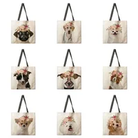 Floral Animal Print Ladies Reusable Shopping Tote Bag Shoulder Handbag Polyester Medium Size Fashionable Eco-Friendly Bag main image 1