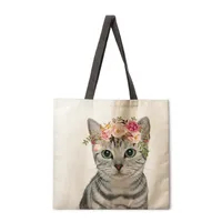 Floral Animal Print Ladies Reusable Shopping Tote Bag Shoulder Handbag Polyester Medium Size Fashionable Eco-Friendly Bag main image 3