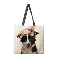 Floral Animal Print Ladies Reusable Shopping Tote Bag Shoulder Handbag Polyester Medium Size Fashionable Eco-Friendly Bag main image 4