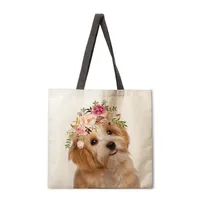 Floral Animal Print Ladies Reusable Shopping Tote Bag Shoulder Handbag Polyester Medium Size Fashionable Eco-Friendly Bag main image 5