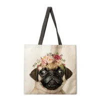 Floral Animal Print Ladies Reusable Shopping Tote Bag Shoulder Handbag Polyester Medium Size Fashionable Eco-Friendly Bag sku image 1