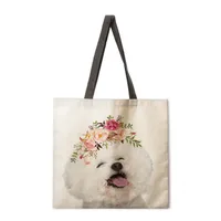 Floral Animal Print Ladies Reusable Shopping Tote Bag Shoulder Handbag Polyester Medium Size Fashionable Eco-Friendly Bag sku image 8