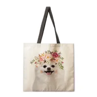 Floral Animal Print Ladies Reusable Shopping Tote Bag Shoulder Handbag Polyester Medium Size Fashionable Eco-Friendly Bag sku image 13
