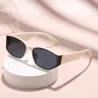 Retro High-End Cat Eye Sunglasses UV Protection Round Face Suitable Fashionable Travel Driving Unisex Square Frame Sun Glasses sku image 2