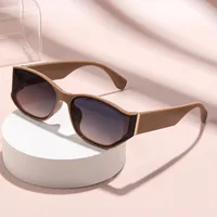 Retro High-End Cat Eye Sunglasses UV Protection Round Face Suitable Fashionable Travel Driving Unisex Square Frame Sun Glasses sku image 4