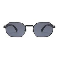 New Fashionable Retro Multilateral Metal Frame Adult Sunglasses Unisex Sun Protection Shades Business Simple Style Gold Black main image 5