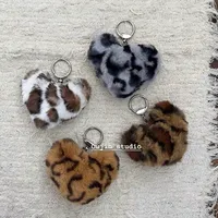 New Ins Style Autumn Winter Plush Leopard Print Heart Keychain Bag Charm Versatile Retro Y2K Spicy Girl All-Match Hanging Decoration main image 4