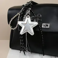 New Sweet Cool Crack Star Compact Mirror Luxury Handbag Butterfly Knot Beaded Pendant Decorative Accessories European Style main image 2