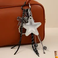 New Sweet Cool Crack Star Compact Mirror Luxury Handbag Butterfly Knot Beaded Pendant Decorative Accessories European Style main image 3