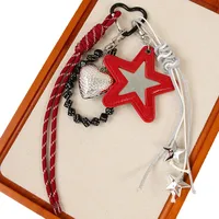 New Sweet Cool Crack Star Compact Mirror Luxury Handbag Butterfly Knot Beaded Pendant Decorative Accessories European Style main image 5