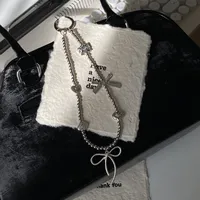 Silver Butterfly Knot Beaded Phone Chain New Ins Girl Ccd Lanyard Bag Pendant Cool Original Design Minimalist Style main image 2