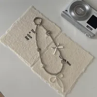 Silver Butterfly Knot Beaded Phone Chain New Ins Girl Ccd Lanyard Bag Pendant Cool Original Design Minimalist Style main image 3