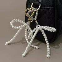 Fashionable Black Pearl Butterfly Knot Bag Charm New Style Beaded Handbag Accessory Handmade Painted Design Mixed Material main image 1
