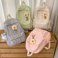 Large Capacity School Backpack For Junior And High School Girls Plaid Design Summer Bag Double Shoulder Bag For Teenage Girls main image 1