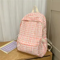 Large Capacity School Backpack For Junior And High School Girls Plaid Design Summer Bag Double Shoulder Bag For Teenage Girls main image 4