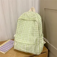 Large Capacity School Backpack For Junior And High School Girls Plaid Design Summer Bag Double Shoulder Bag For Teenage Girls sku image 2
