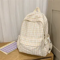 Large Capacity School Backpack For Junior And High School Girls Plaid Design Summer Bag Double Shoulder Bag For Teenage Girls sku image 4