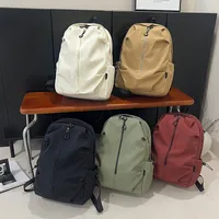 Unisex Pure Color Simple Nylon Double Shoulder Backpack Casual Fashion Lightweight Forest System School Bag Leisure Outdoor Travel Bag main image 1