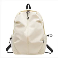 Unisex Pure Color Simple Nylon Double Shoulder Backpack Casual Fashion Lightweight Forest System School Bag Leisure Outdoor Travel Bag sku image 1