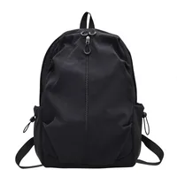 Unisex Pure Color Simple Nylon Double Shoulder Backpack Casual Fashion Lightweight Forest System School Bag Leisure Outdoor Travel Bag sku image 2