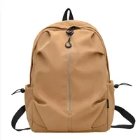 Unisex Pure Color Simple Nylon Double Shoulder Backpack Casual Fashion Lightweight Forest System School Bag Leisure Outdoor Travel Bag sku image 4