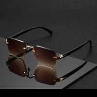 Unisex Metal Frameless Sunglasses Outdoor Simple Style High Quality Sun Protection Grey And Gold Color Business Basic Minimalist Design main image 2