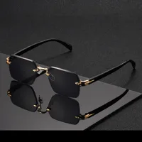 Unisex Metal Frameless Sunglasses Outdoor Simple Style High Quality Sun Protection Grey And Gold Color Business Basic Minimalist Design main image 4