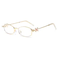 Fashionable Diamond Alloy Arm Sunglasses Women's Luxury Jewelry OnRing Eyewear Oval Frame Full Frame Hexagonal And Circular Design sku image 3