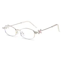 Fashionable Diamond Alloy Arm Sunglasses Women's Luxury Jewelry OnRing Eyewear Oval Frame Full Frame Hexagonal And Circular Design sku image 4