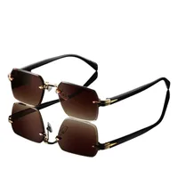 Unisex Metal Frameless Sunglasses Outdoor Simple Style High Quality Sun Protection Grey And Gold Color Business Basic Minimalist Design main image 6