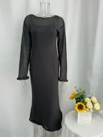 Women's Knitted Hollow Long Dress + Vest Dress Set Soft Knitted Cover Up Casual Long Sleeve Holiday Style Family Gathering Date Tea Party sku image 8