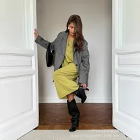 Elegant Long Sweater Dress European Style Casual Fashion Autumn Winter Women's Plus Size Scissors Collar Versatile Casual Wear main image 2