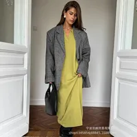 Elegant Long Sweater Dress European Style Casual Fashion Autumn Winter Women's Plus Size Scissors Collar Versatile Casual Wear main image 3