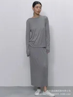 Fashionable Long Open Cardigan Short Skirt Set Women's Strap Vest Three-piece Casual Streetwear Loose Fit Modal Fabric sku image 2