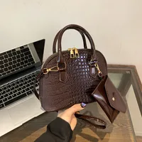 Elegant Shell-Shaped Handbag Women's Crossbody Shoulder Bag  Spring Crocodile Pattern High Quality Textured Mother And Child Bag main image 3