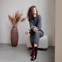 Women's Knitted Sweater And Skirt Set One-Shoulder Elegant Style Long Sleeve Pure Color Casual Fashion Autumn Winter New Arrival main image 3
