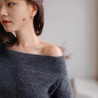 Women's Knitted Sweater And Skirt Set One-Shoulder Elegant Style Long Sleeve Pure Color Casual Fashion Autumn Winter New Arrival main image 4